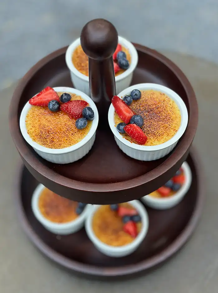 We offer a customized assortment of lovingly crafted mini desserts, using as many seasonal and local ingredients as possible.