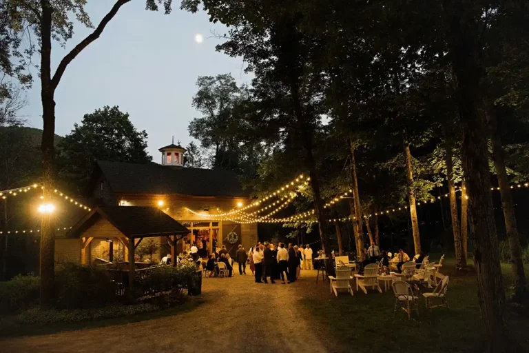 The Carriage Barn at Roxbury Barn & Estate in the Catskill Mountains is the perfect party space for an indoor-outdoor Catskills wedding
