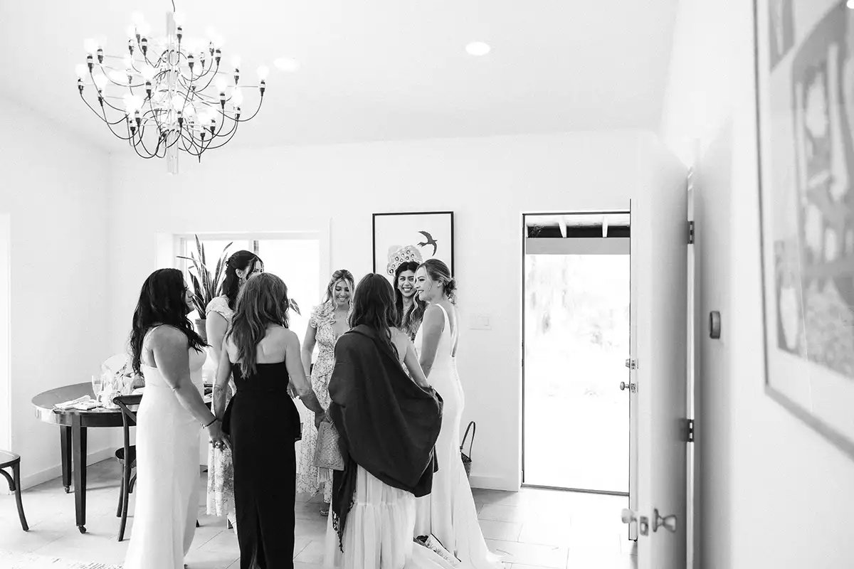 Bride and wedding party getting ready for the wedding day at the cottage at Roxbury Barn & Estate, one of the most beautiful upstate NY wedding venues