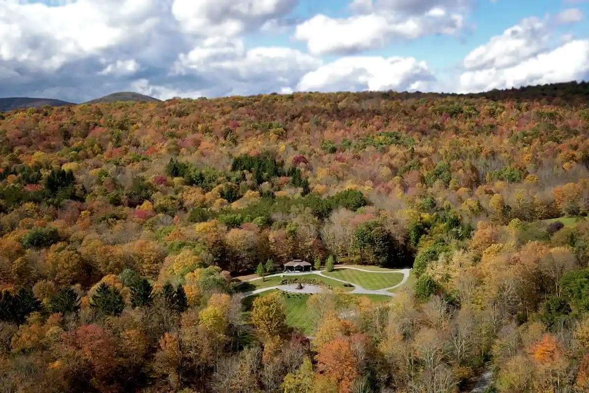 Spring Hill at Roxbury Barn & Estate, a natural wedding venue in the New York Catskills - cocktail hour at the hilltop