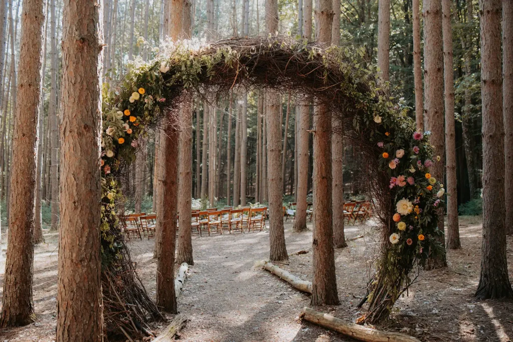 Fairy wedding ceremony in our Catskills forest at Roxbury Barn & Estate in Upstate New York